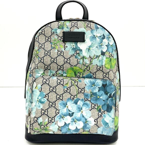 Gucci GG Blooms Backpack Daypack Beige Blue - Picture 2 of 15